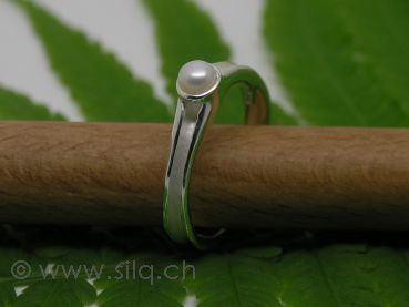R0901-PW - Fingerring mit heller Perle, Sterling Silber 925
