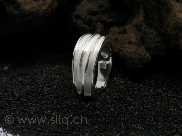 R1228 - Schön Strukturier Fingerring, Silber 925